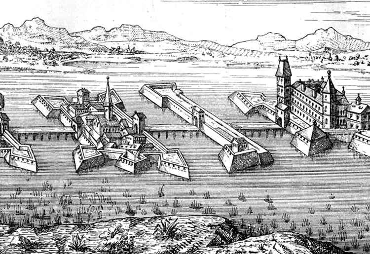 View of Ecsed Castle in 1688. Engraving by Gottfried Prixner 1746 1819 - The Blood Countess
